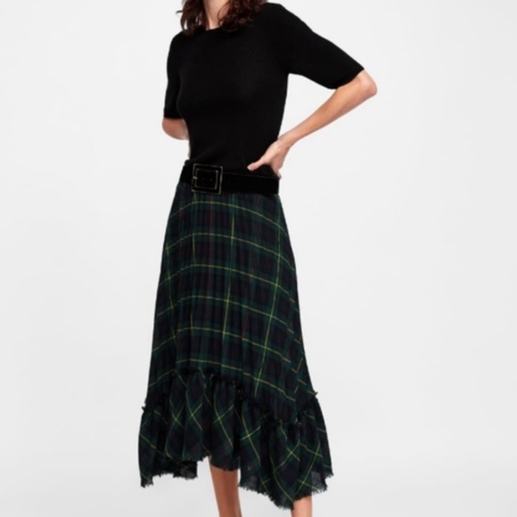 Zara Dresses & Skirts - Zara Tartan Midi Skirt